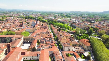 Sticker - Aerial view of Lucca cityscape in spring season, Tuscany - Italy