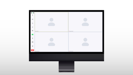 Video call illustration. Video call screen mockup. Comunication via internet. Vector illustration. Vector illustration