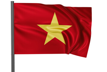 Vietnam national flag waved on wind, PNG with transparency