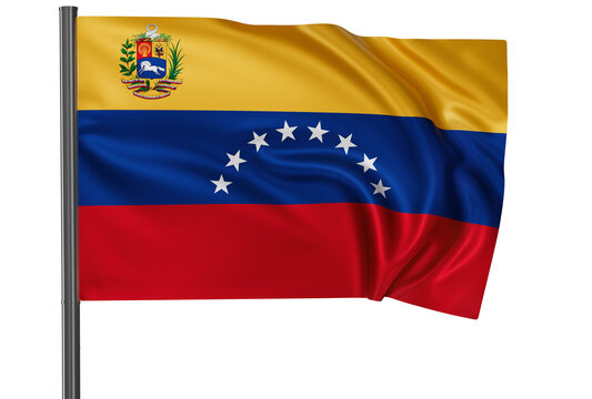 Venezuela national flag waved on wind, PNG with transparency