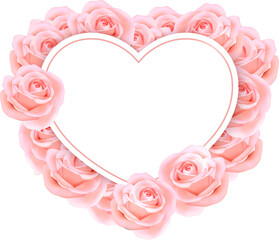 Wall Mural - Elegant 3D realistic pink rose flower and heart love shape paper card