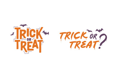 Wall Mural - Trick or Treat lettering design with flying bats. Halloween card or banner spooky design.