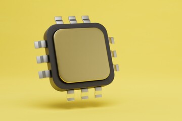 Aufkleber - modern technologies. chip on a yellow background. 3D render