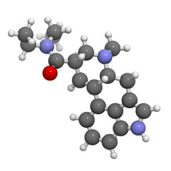 Sticker - Lysergic acid diethylamide (LSD) hallucinogenic drug, molecular model