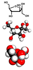 Wall Mural - Fructose fruit sugar molecule, chemical structure