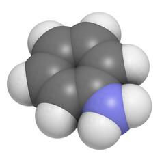 Poster - aniline (phenylamine, aminobenzene), molecular model