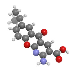 Sticker - Amlexanox canker sore drug, molecular model.