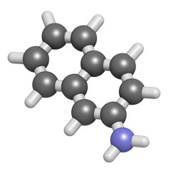 Canvas Print - 2-naphthylamine carcinogen molecule. Sources include cigarette smoke. May play a role in development of bladder cancer.