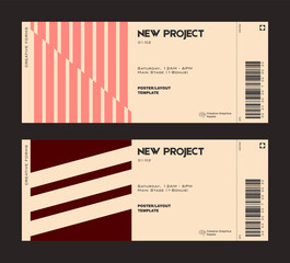 Poster - Ticket vector template layout with abstract  vector geometric shapes. Brutalism inspired graphics. Great for branding presentation, poster, cover, art, tickets, prints, etc.