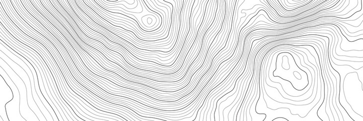 Wall Mural - Black on white contours vector topography stylized height of the lines. The concept of a conditional geography scheme and the terrain path. Ultra wide size. Map on land vector terrain Illustration.