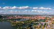 Aerial summer landscape panorama of Haderslev old town. Southern Denmark (Syddanmark)