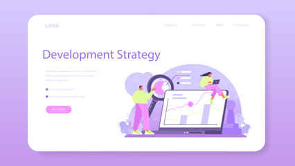 Poster - System analyst web banner or landing page. IT technologies