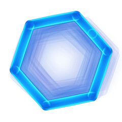 Aufkleber - Blue glowing hexagon on a transparent background