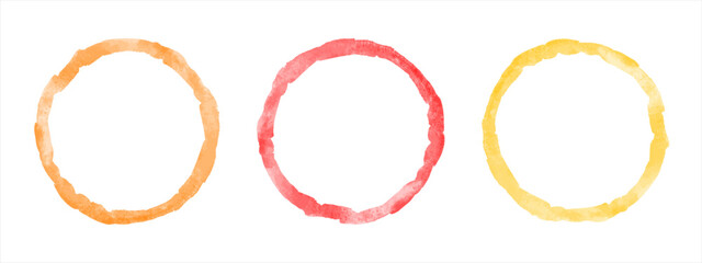 Poster - watercolor vector round thin frames set, collection. circle, ring shape, uneven artistic deckled edg