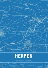 Blueprint Of The Map Of Herpen Located In Noord-Brabant The Netherlands.