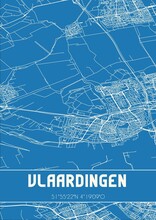 Blueprint Of The Map Of Vlaardingen Located In Zuid-Holland The Netherlands.