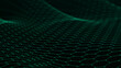 Green technology background. Futuristic hexagon background. Technology concept. Big data. 3d