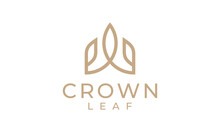 Crown Leaf Abstract Logo Design. Simple Creative Icon Vector