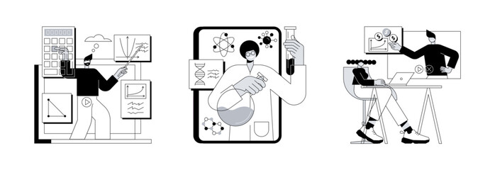 Poster - Personalised learning abstract concept vector illustration set. Online math and science tutoring, online workshop, homeschooling, educational platform, video lessons, master class abstract metaphor.