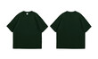 Oversize forest green t-shirt front and back isolated background