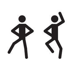 Sticker - 
stick man, man engaged in dancing, pictogram of a human figure in different poses, flat design style, silhouettes on white