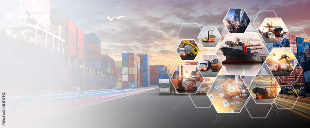 Global business of Container Cargo freight train for Business logistics ...