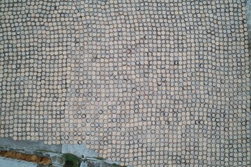 Indramayu cracker factory. The crackers are dried in the sun with a beautiful pattern