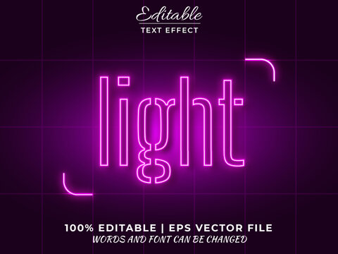 Realistic Pink neon glow mock up 3d editable text effect based vector