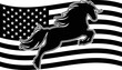 Jumping Horse Usa Flag Distressed Silhouette Vector