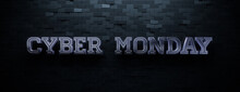 Offset Rectangle Tile Background With Shiny Cyber Monday Typography. Premium 3D Promo Banner With Copy-space.