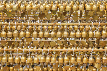 Wall Mural - Many Small golden bell in a Thai temple