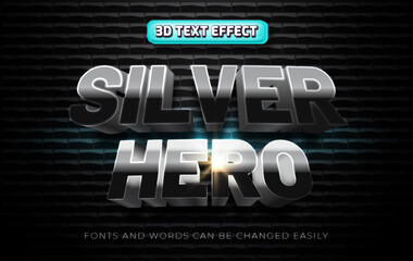 Wall Mural - Silver hero 3d editable text effect style
