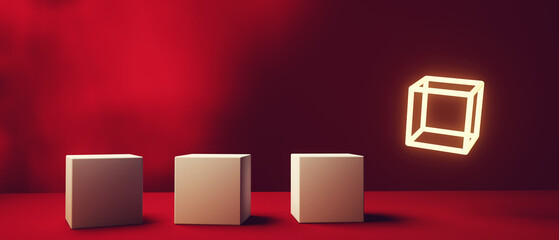 Poster - one out unique cube in the air - 3d render