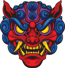 Wall Mural - Vector illustration of komainu japanese lion