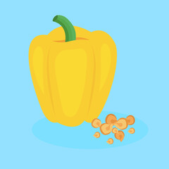 Canvas Print - yellow pepper on a blue background