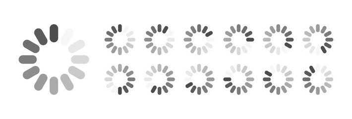 Fototapete - Circular Loading Buffering Icons Vector Video Ready for Animation Gif All Keyframes Frames Bufring Circle Waiting for Connection Buffer Preloader Download Symbol Easy Replace Color