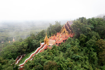 Wall Mural - Aerial view Wat Phra That Doi Phra Chan Temple in Lampang, THAILAND.