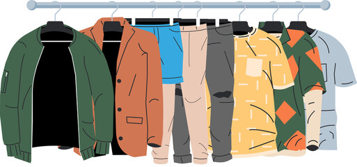 Wall Mural - Mens and womans clothes on hanger