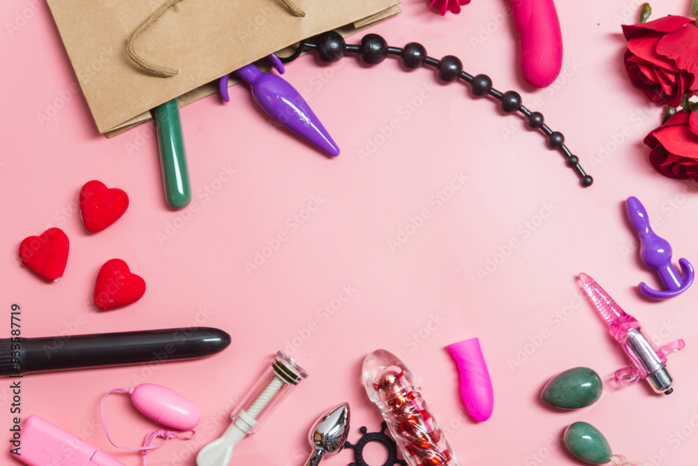 Adult sex toy on pink background Stock Photo | Adobe Stock