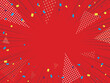 背景素材 紙吹雪＆集中線 赤色 Background material confetti & concentration line red