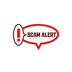 Wall Mural - Banner with red scam alert. Attention sign isolated on white background