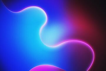 Poster - Creative blue wave line light wallpaper. 3D Rendering.