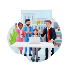 business people give appreciation to coworkers 3d character illustration