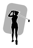 Fototapeta  - vector silhouette female professional golfer playing golf
