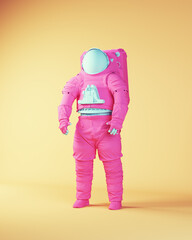 Wall Mural - pink blue astronaut vintage spacewalk clothing cool studio fun space woman space man with yellow bei