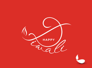 Sticker - Happy Diwali text design. Abstract vector illustration.