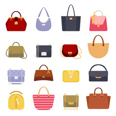 Wall Mural - Luxury bags and purses. Leather handle lady handbag collection, fashion woman clutches set