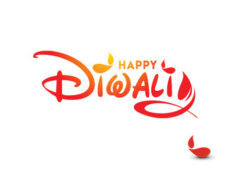 Sticker - Happy Diwali text design. Abstract vector illustration.