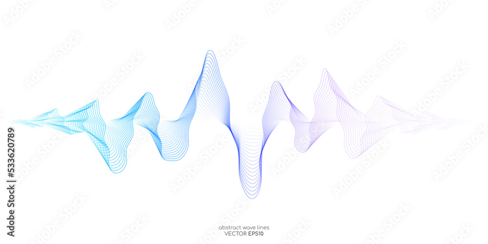 Abstract wave lines pattern dynamic flowing colorful gradient blue ...