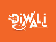 Happy Diwali Text Design. Abstract Vector Illustration.